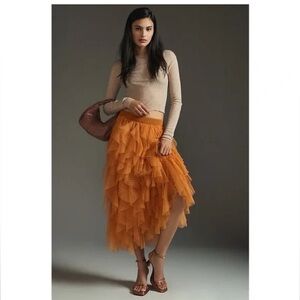 Anthropologie Saffron Textured Skirt